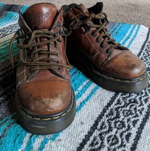 Brown leather platform boots